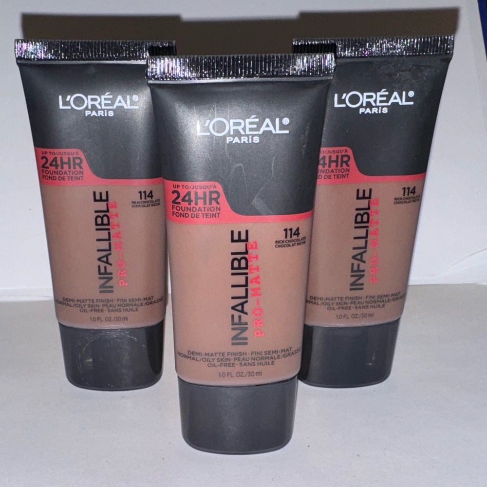 x3 114 RICH CHOCOLATE  L'Oreal INFALLIBLE Pro-Matte Foundation Makeup Demi-Matte